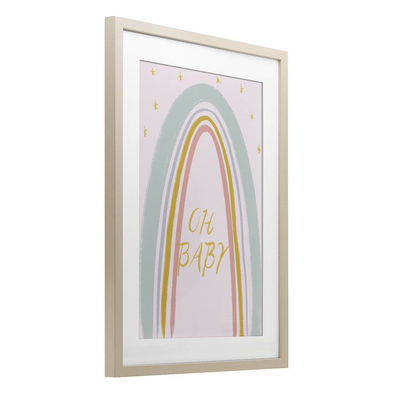Oh Baby Rainbow, reproduction encadrée sous verre, conception de Lucille Price, H 20 po x l 14 po, Cadre de récolte en pin