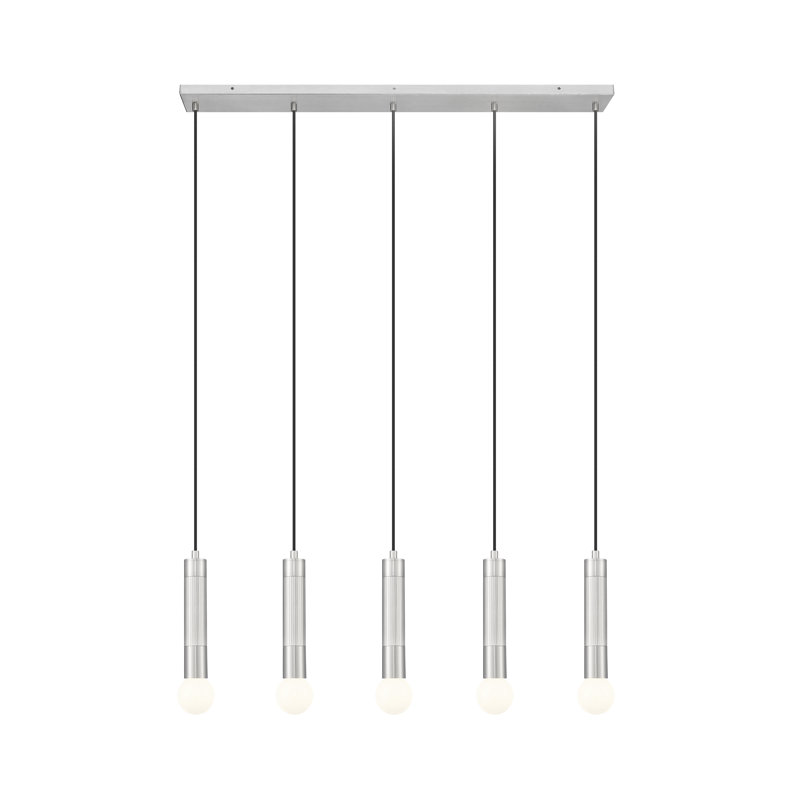 Lustre linéaire moderne Lipman, 5 lumières, Nickel brossé