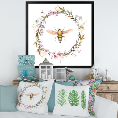 " Bee In Wildflowers Wreath "