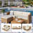 Outdoor Wicker Patio Conversation Furniture Set With Acacia Wood Coffee Table-265738978