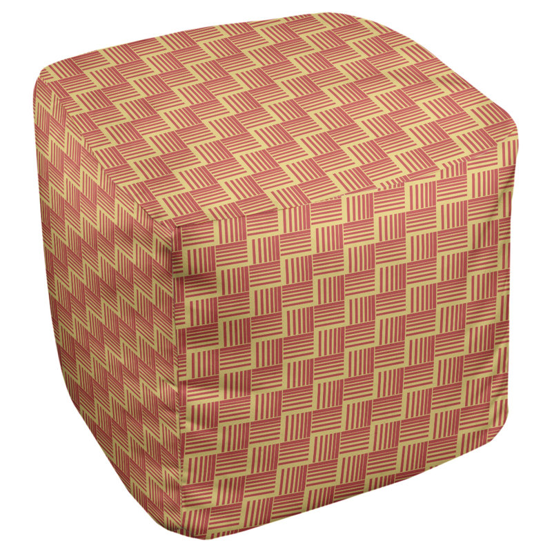 Repose-pieds cubique à rayures classic basketweave, Jaune / Rouge
