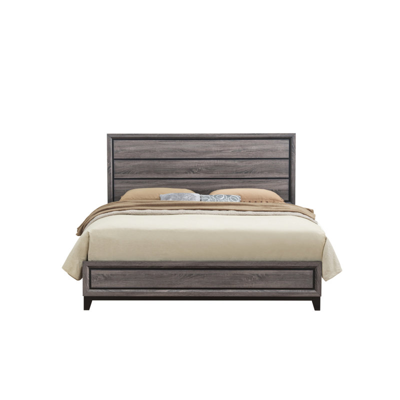 Lit double gris MIRAGE, Noir/gris, Lit double