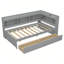 L-shaped Bookcases Bed with Power Outlets, USB Charging Ports,Two Drawers-269384409-269384406