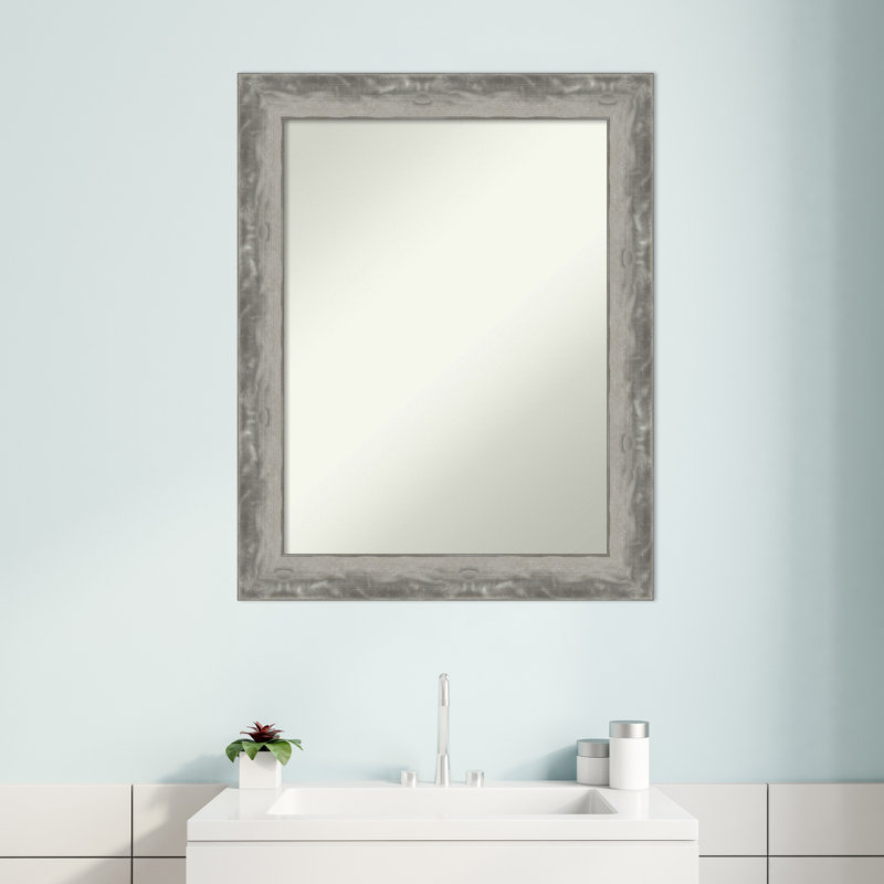 Waveline Silver 22.5 in. x 28.5 in. Bathroom Vanity Non-Beveled Wall Mirror, 28.5" x 22.5"