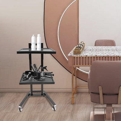 34.3 H x 19.3 W 2-tier Salon Hairdressing Rolling Cart with Trays and Wheels
