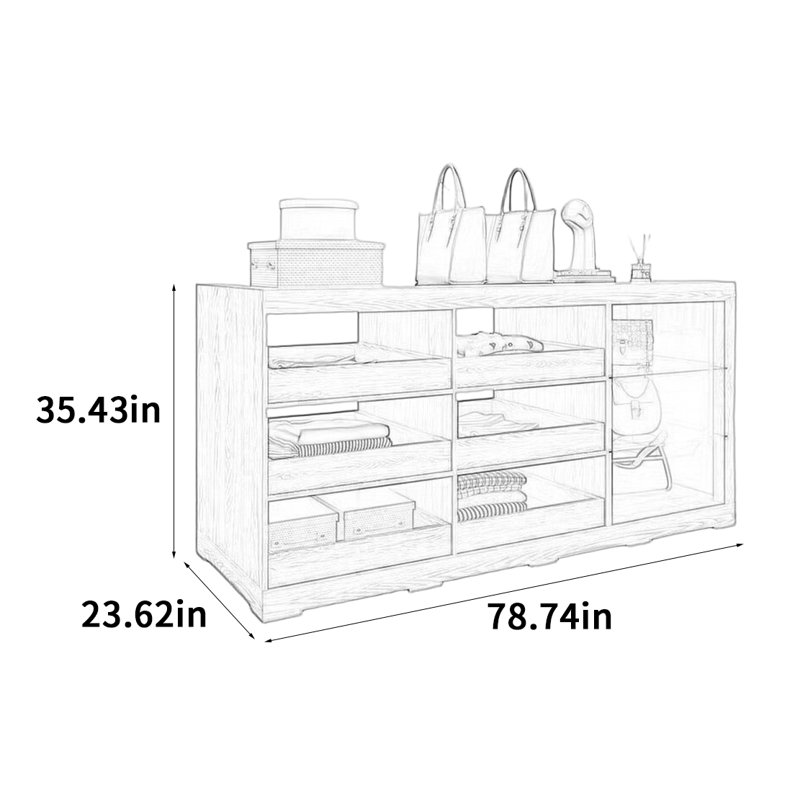 Vitrine simple et tendance, H 35,43 po x l 78,74 po x P 23,62 po