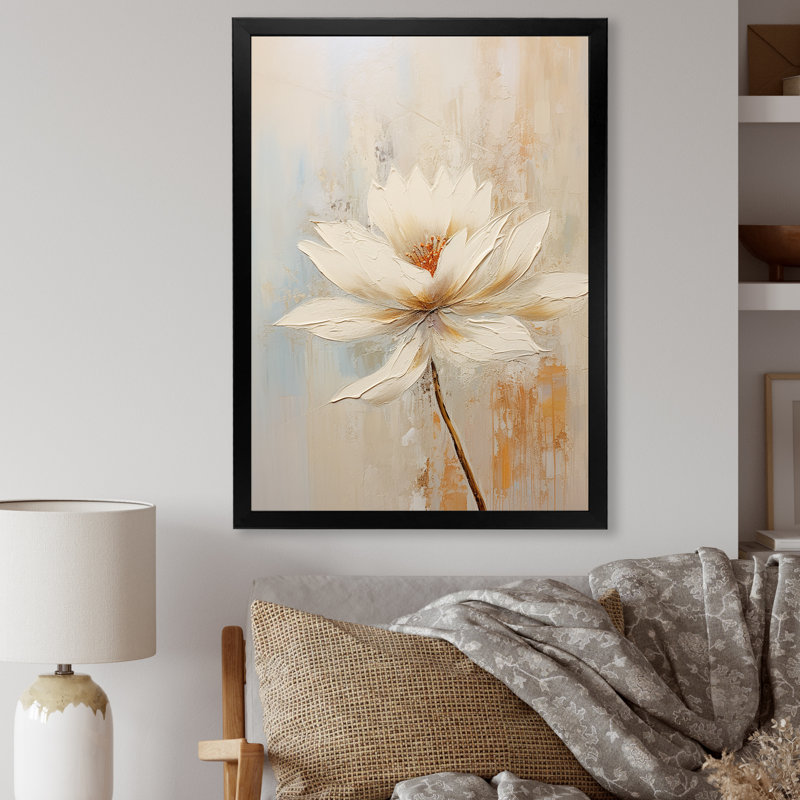 «Beige Simplicity In Petals» sur impression sur toile, H 20 po x l 12 po x P 1 po, Cadre simple noir