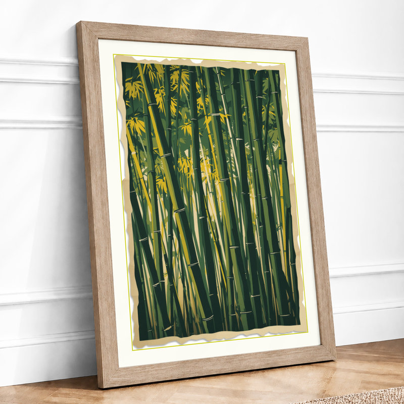 Bamboo Grove Light Japandi - Framed Print, A3 - 42.0 x 29.7 cm, Oak