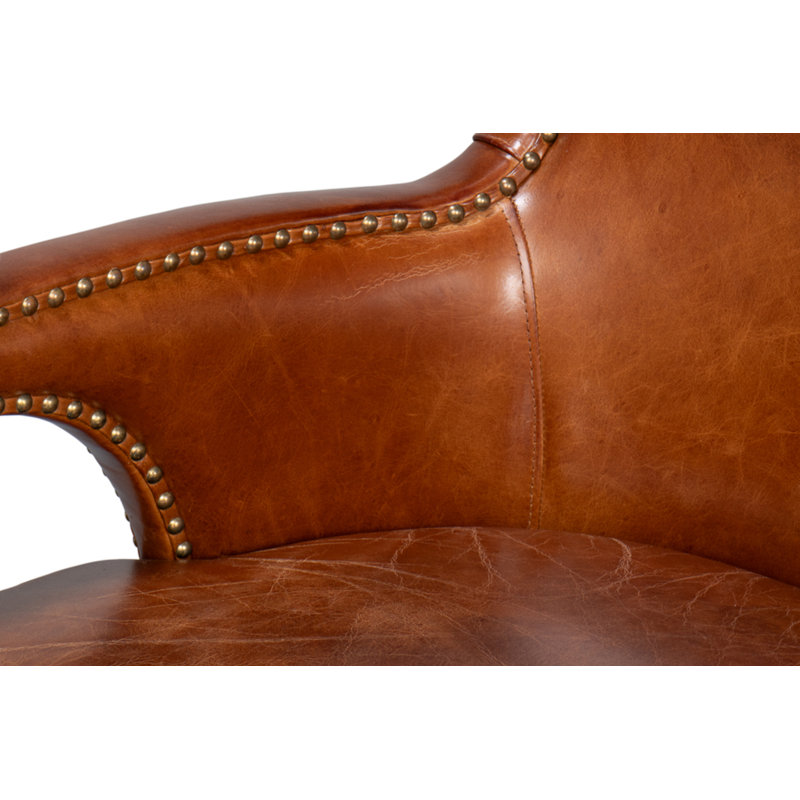 Drake Armchair, Dark Brown Genuine Leather