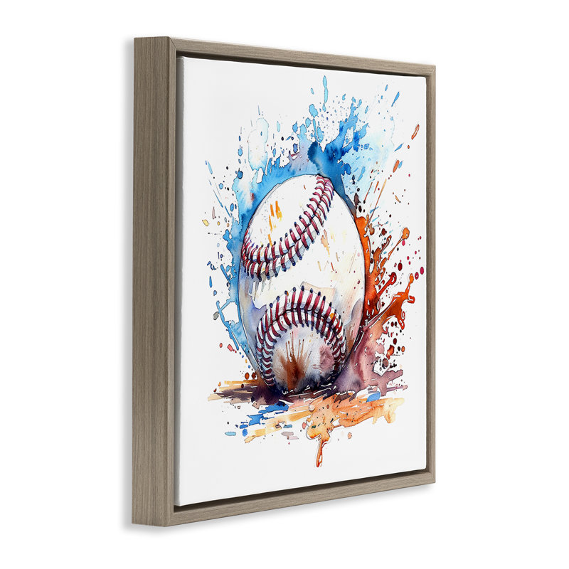  Art mural sur toile flottante Baseball, Cadre flottant orme Montalcino, H 18 po x l 18 po