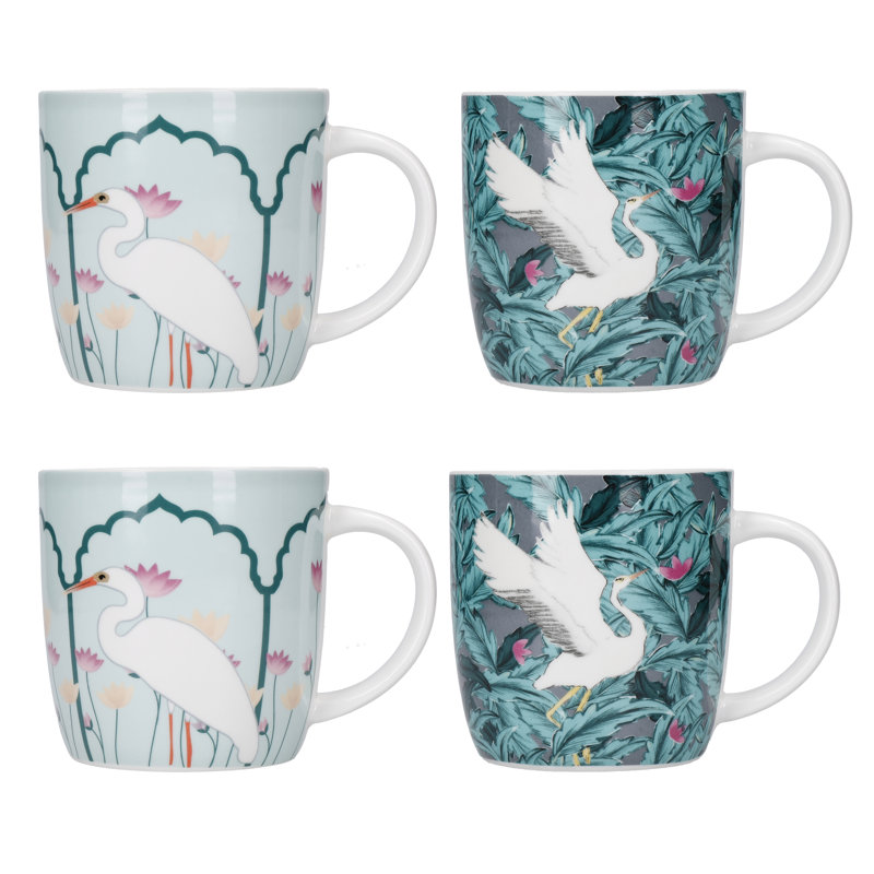 Exotic Crane 4 Piece Mug Set