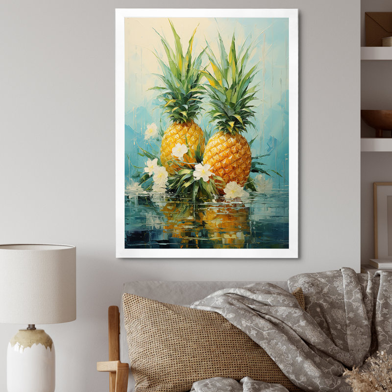 Ananas tropicaux généreusement ensoleillés III, Cadre photo blanc, H 40 po x l 30 po x P 1,5 po