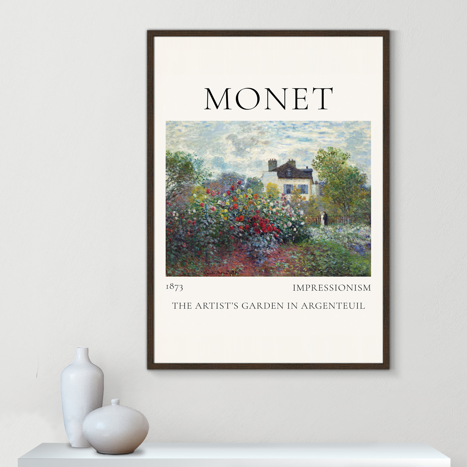 Artists Garden in Argenteuil Print by Claude Monet, No, Walnut Single Picture Frame, 29.5" H x 23.5" W x 0.75" D