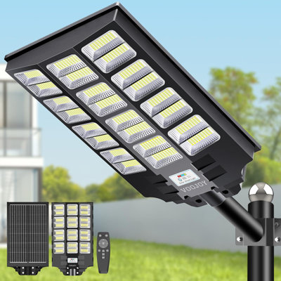 8000W Solar Street Light With Motion Sensor & Remote Control, IP67 Waterproof Outdoor Solar Lights For Yard, Parking Lot, Garage, Dusk To Dawn Security Lighting