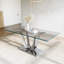 Table de salle à manger en verre avec base en verre et 4 chaises en velours-106913215-106913220