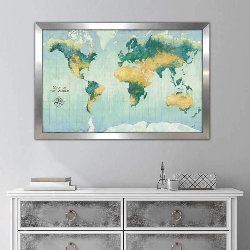 Terre dorée - impression, H 27,5 po x l 39,5 po x P 0,75 po, Encadrement argenté