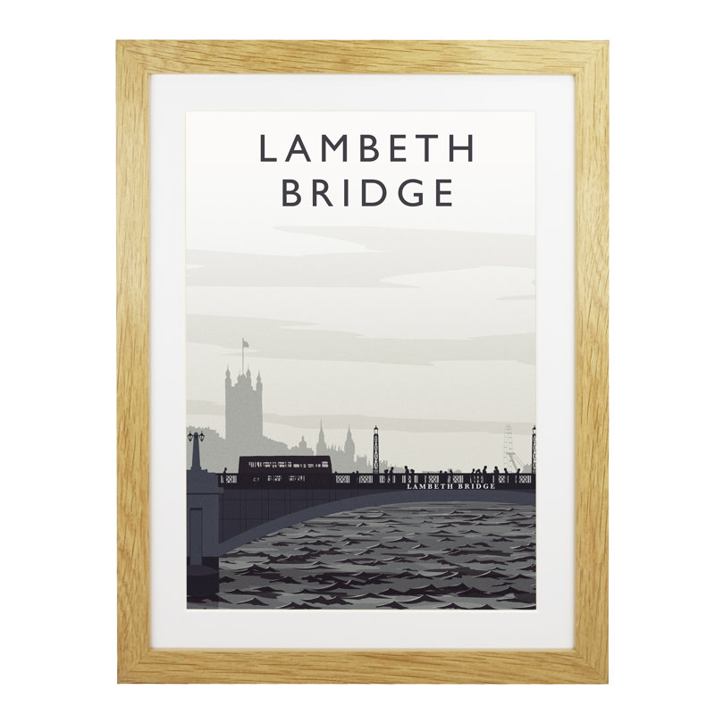 Lambeth Bridge Portrait - Print, 40cm H x 30cm W x 3cm D, Oak Framed