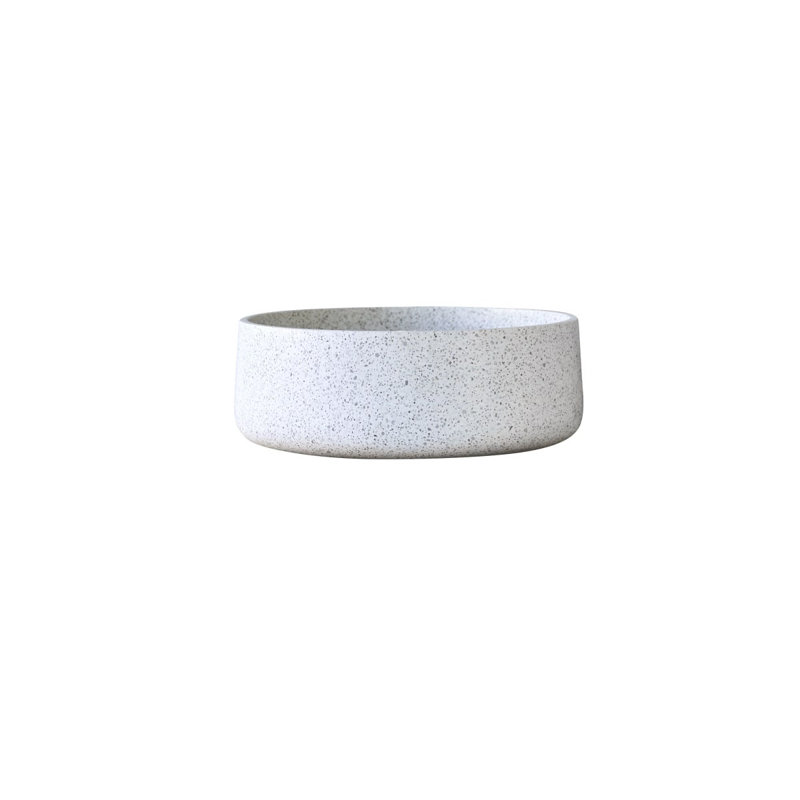 Milos Round Brown Premium Terrazzo Bathroom Sink, White