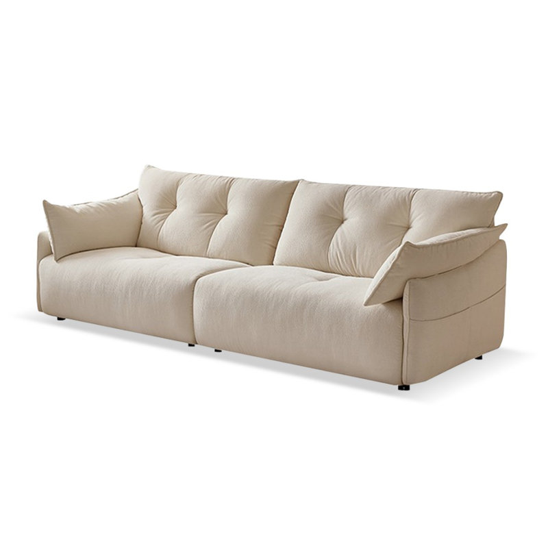 Canapé modulaire en chenille blanc crème avec rangement, 3, H 29,53 po x l 102,36 po x P 41,34 po