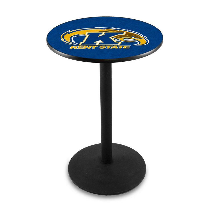 Round Metal Base Dining Table, Black Wrinkle, Kent State University