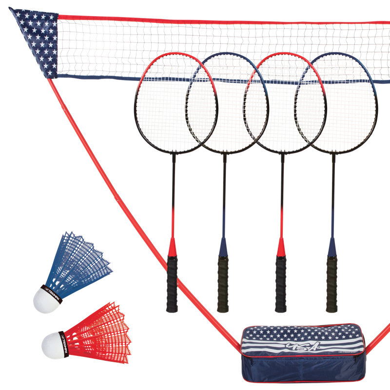 Ensemble de badminton portatif Triumph avec base autoportante qui s'installe sur n'importe quelle surface en quelques secondes