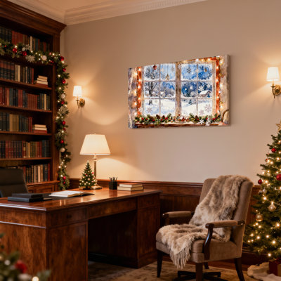 «Christmas Christmas Window», ensemble de 3 impressions d'art sur toile, flocons de neige