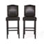 Ensemble de 2 tabourets de bar rembourrés pour îlot de cuisine avec pieds en bois d'hévéa et similicuir avec capacité de poids de 300 lb-1641237360