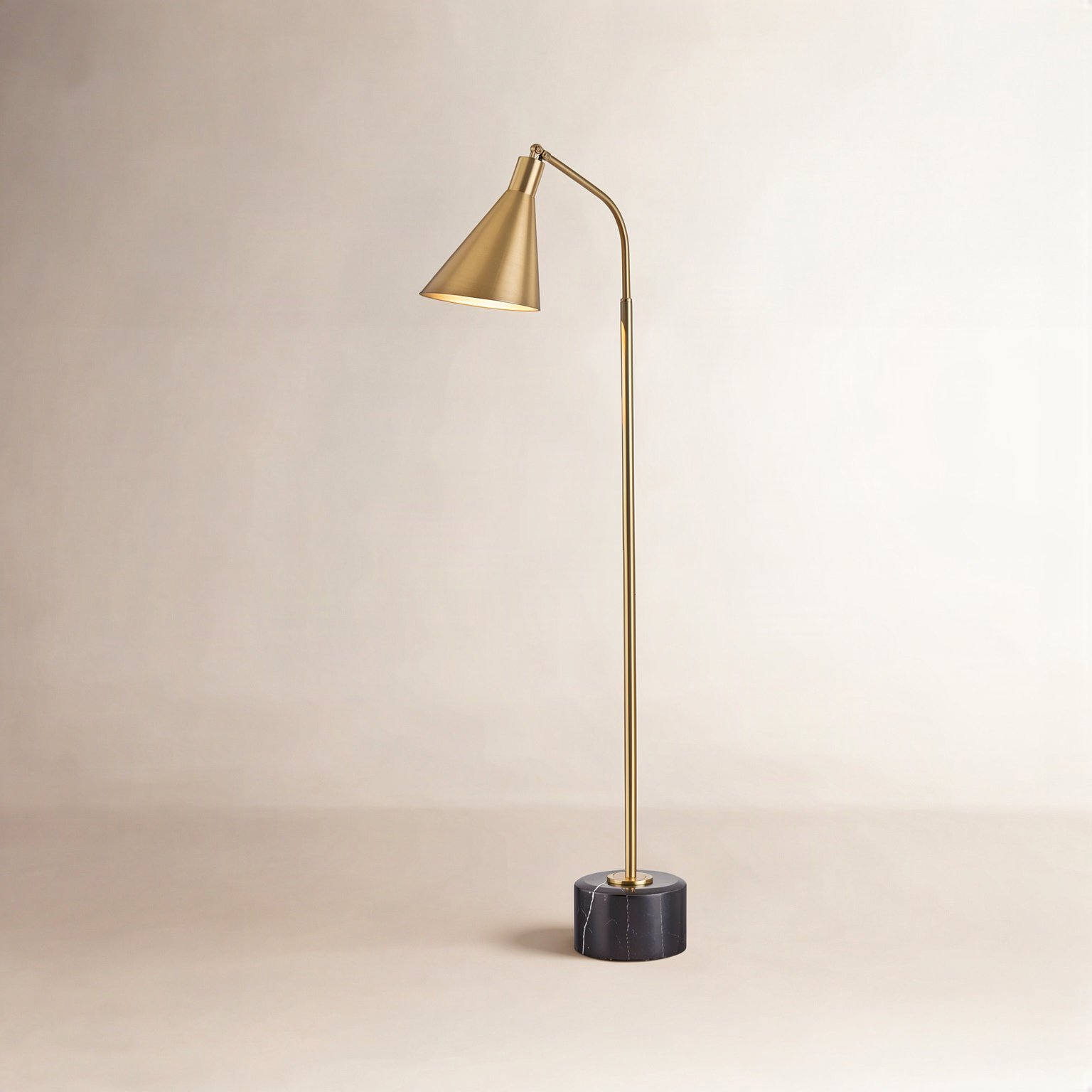 54'' Dimmable Floor Lamp, Aged Brass