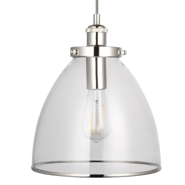 Bellview 1 - Light Dome Pendant, Polished Nickel