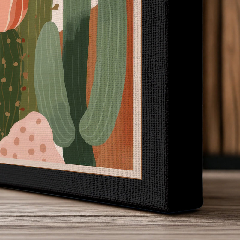 Cacti in Bloom Botanical - Wrapped Canvas, 24x16 - 61.0 x 40.6 cm, Black Border
