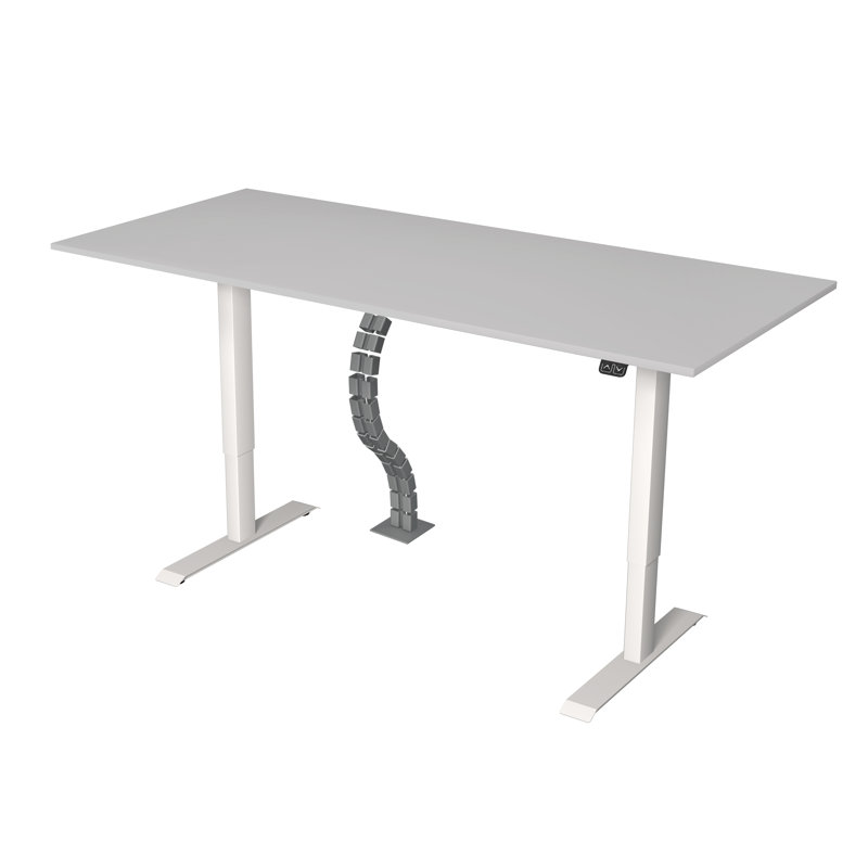 Fawcett Adjustable Height Steel Standing Desk, 72cm H x 180cm W x 80cm D, Light Grey