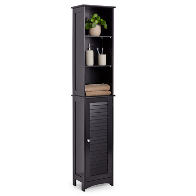 Canterbury Black Freestanding Tall Bathroom Cabinet