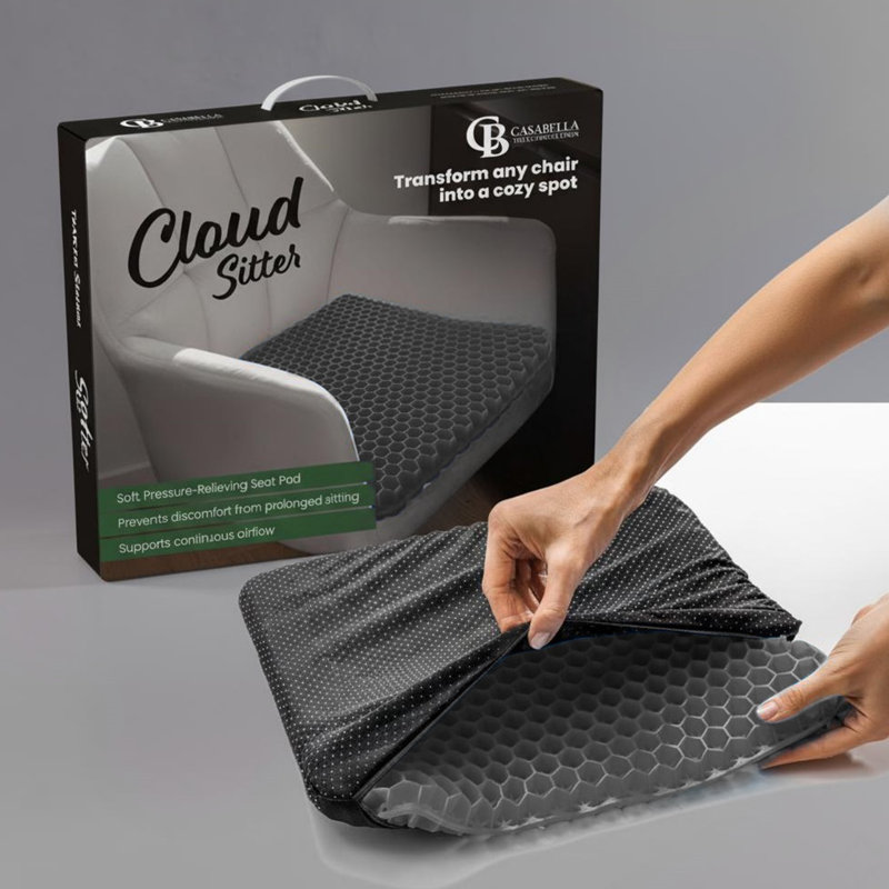 Casabella Gel Seat Cushion for Back Pain Relief - Honeycomb Orthopaedic Cushion for Sciatica & Coccyx Pain - Non-Slip, Breathable Office Chair & Car Seat Cushion for Long Sitting, Wheelchair Navy