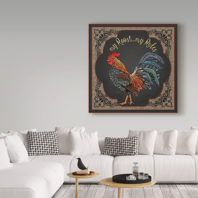 Rustic Framed Rooster Canvas Art in 35" x 35"