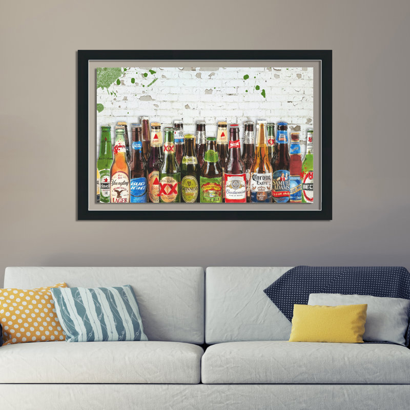 99 bouteilles de bière - impression encadrée, H 27,5 po x l 39,5 po x P 0,75 po, Cadre noir, Blanc mat