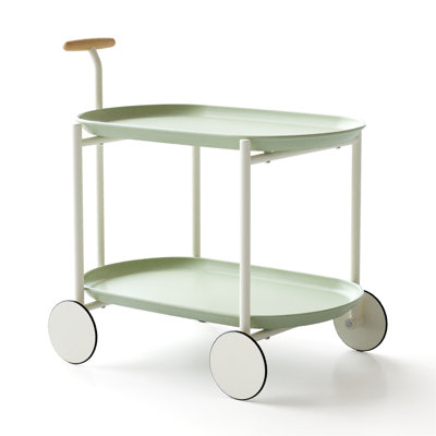 Moon storage cart (green) Nordic Internet celebrity mobile trolley kitchen simple double storage shelf living room sofa storage shelf