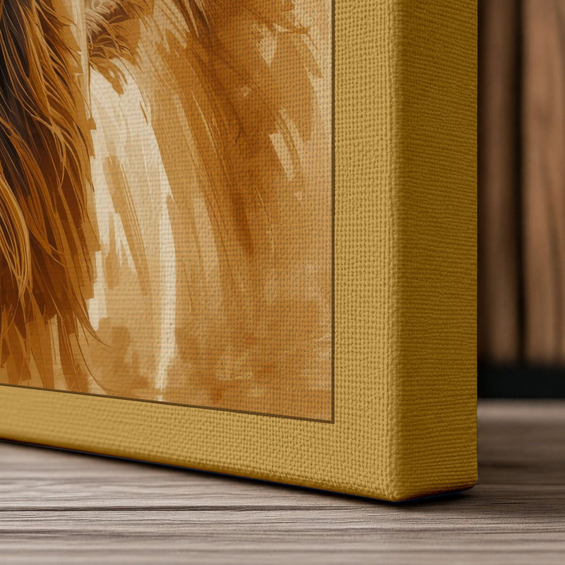 Camel Study Boho - Wrapped Canvas, 36x24 - 91.4 x 61.0 cm, Ochre Border