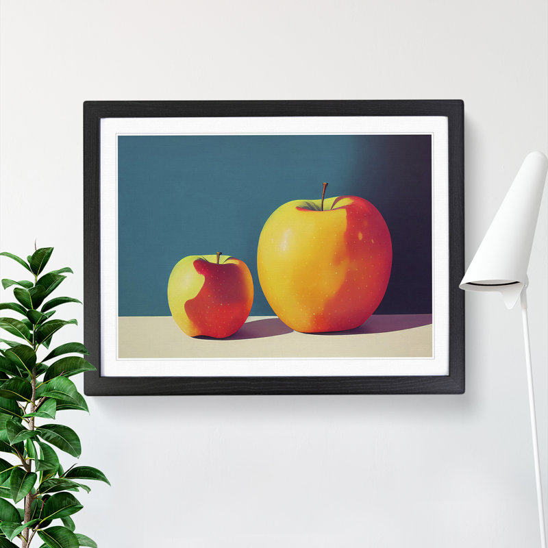 Two Apples Fruit Vol.1 - Framed Print, 25cm H x 34cm W x 2cm D, Black
