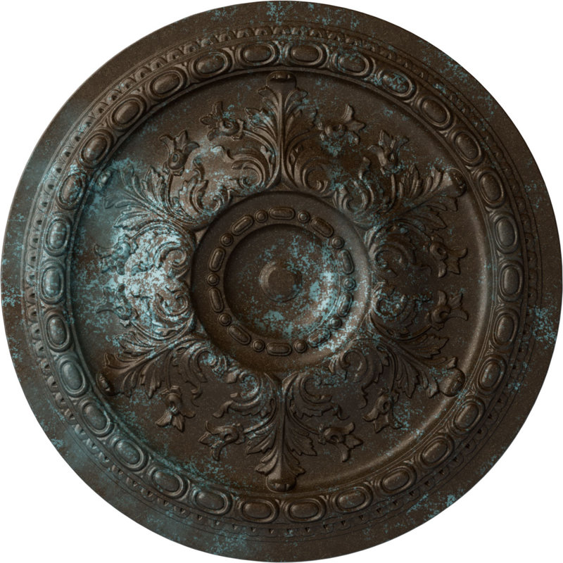Endurathane Oslo Ceiling Medallion, 38 3/8"OD x 2 7/8"P (Fits Canopies up to 7 5/8"), Hand-Painted Bronze Blue Patina Finish