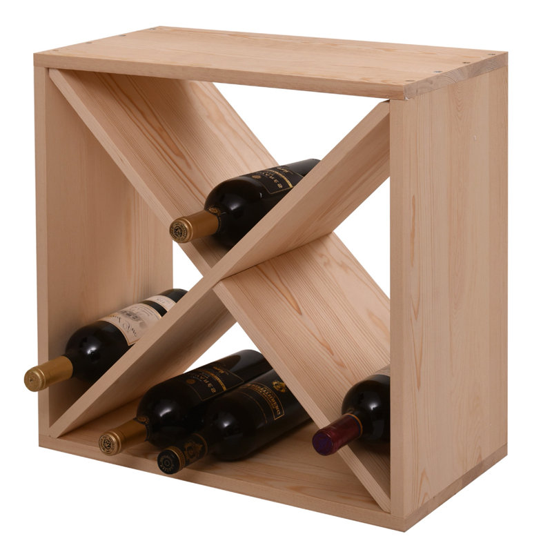 Support à vin modulaire en bois massif pour 24 bouteilles - Cube de rangement empilable pour bouteilles de vin avec conception horizontale