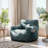 Compression 37"W Soft Teddy Adult Foam Filled Bean Bag Chairs,Green-1958151238