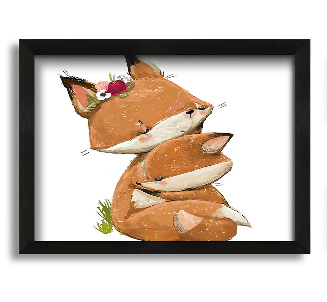 Gerahmtes Leinwandbild Fox Family Cuddle