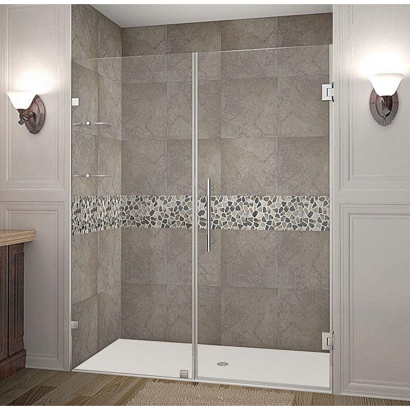 Porte de douche à charnière sans cadre de H 72 po nautis GS, Chrome