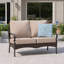 53'' Wide Metal Outdoor Loveseat with Cushions & Wicker Decor-110824590