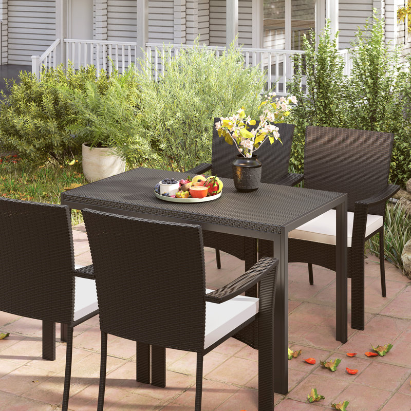 47" Rectangular Patio Dining Table for 4 Person, Black