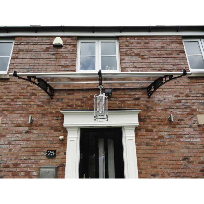 1.5m Width x 1.5m Depth Door Canopy Black-Bracket Clear-Sheet
