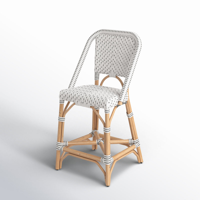 Solstice Rattan 25" Counter Stool, White/Gray Dot