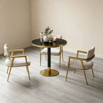 Table bistro ronde et moderne 31,5 pouces avec plateau tulipe et plateau en faux marbre, facile à assembler, structure en métal robuste