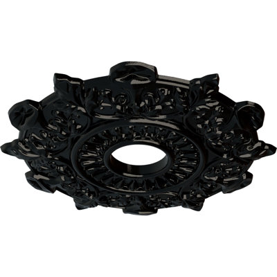 Endurathane Preston Ceiling Medallion, 17 1/2"OD x 4"ID x 1"P (Fits Canopies up to 4"), Hand-Painted Black Pearl Finish