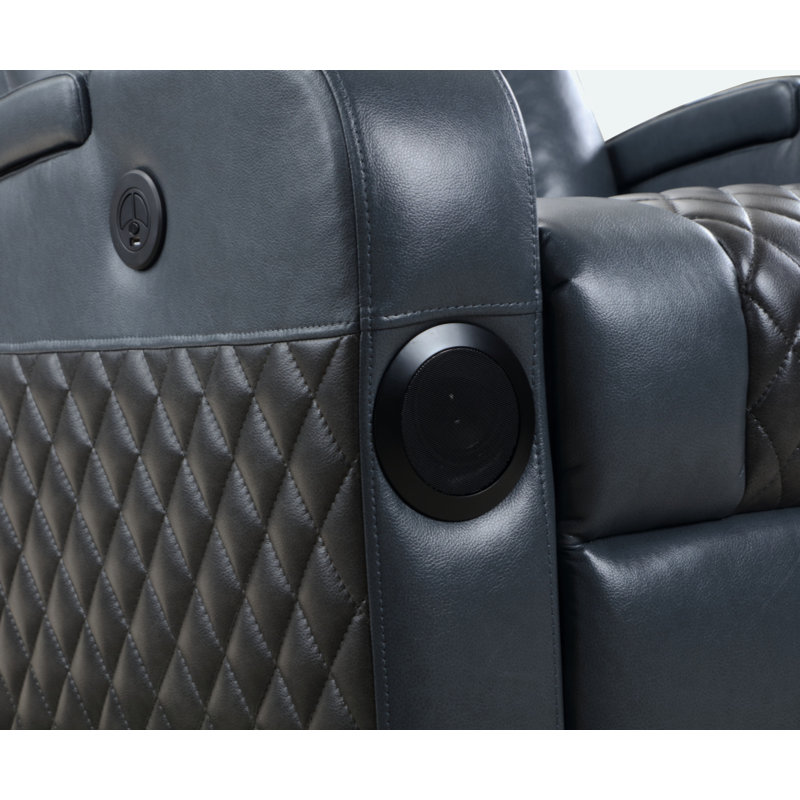 Fauteuil inclinable électrique Alair en cuir Aire avec mouvement Bluetooth, chargeur sans fil et porte-gobelet
